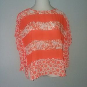 Orange and White Michael Kors top